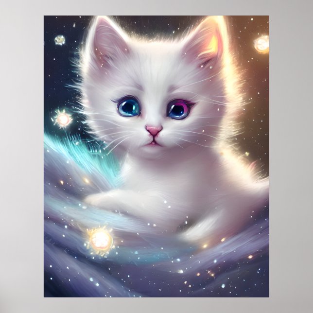 Fantasy Fluffy White Cat Poster (Framsidan)