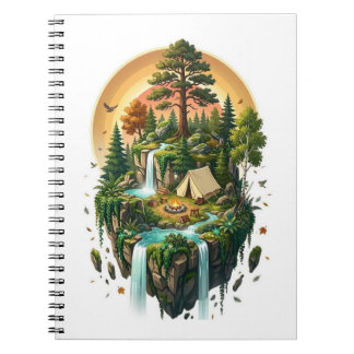 Fantasy Flytande Ö Camping  Skog  Anteckningsbok