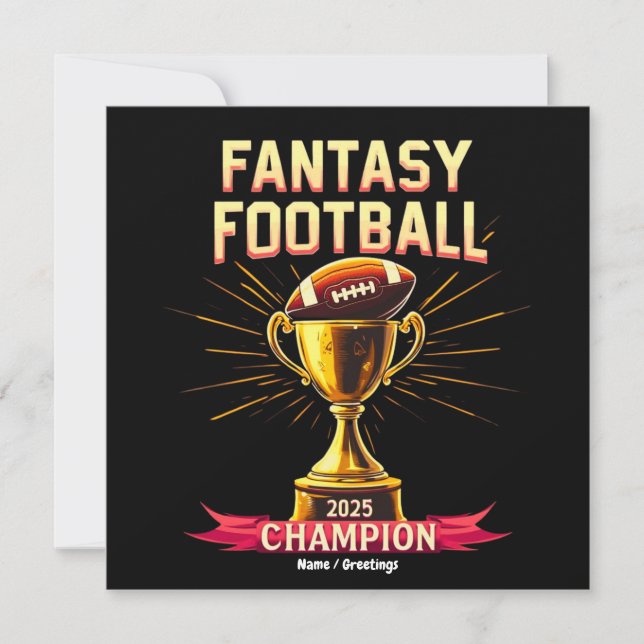 Fantasy Football 2025 Funny Champ Football Design  Inbjudningar (Framsida)
