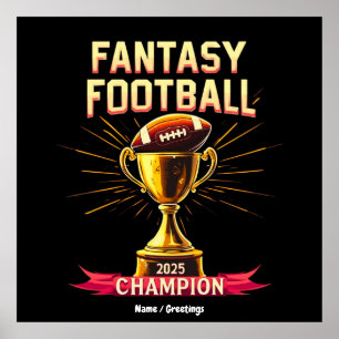 Fantasy Football 2025 Rolig Mästare Football Desig Poster