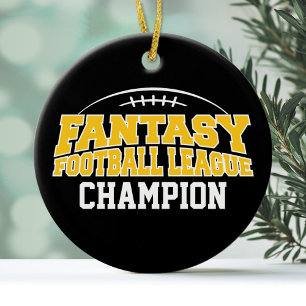 Fantasy Football Champion - Black and Gult Guld Julgransprydnad Keramik