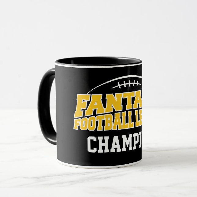 Fantasy Football Champion - Black and Gult Guld Mugg (Framsida vänster)