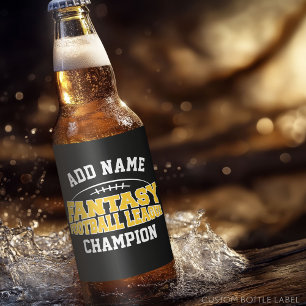 Fantasy Football Champion - Black and Gult Guld Ölflaska Etikett