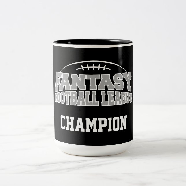 Fantasy Football Champion - Black and Silver Grått Två-Tonad Mugg (Center)