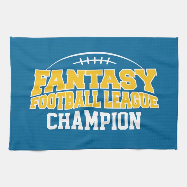 Fantasy Football Champion - Blue and Gult Guld Kökshandduk (Horisontell)