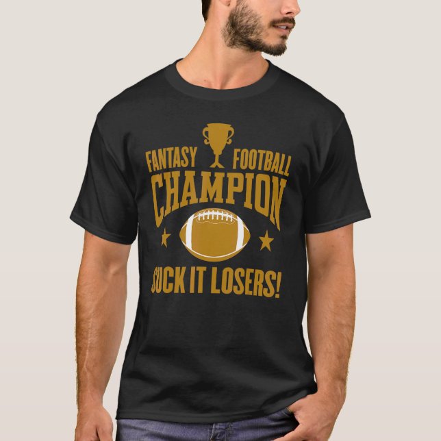 Fantasy Football Champion Draft Party T Shirt (Framsida)