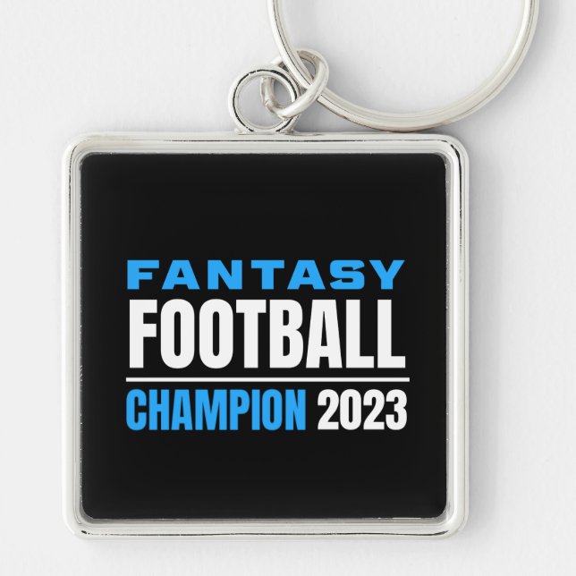 FANTASY FOOTBALL CHAMPION FYRKANTIG SILVERFÄRGAD NYCKELRING (Framsidan)