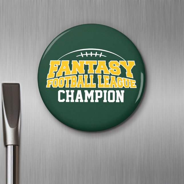 Fantasy Football Champion - Grönt och Gult Guld Magnet (Personalized Fridge Magnet - Party Favor - Fantasy Football)