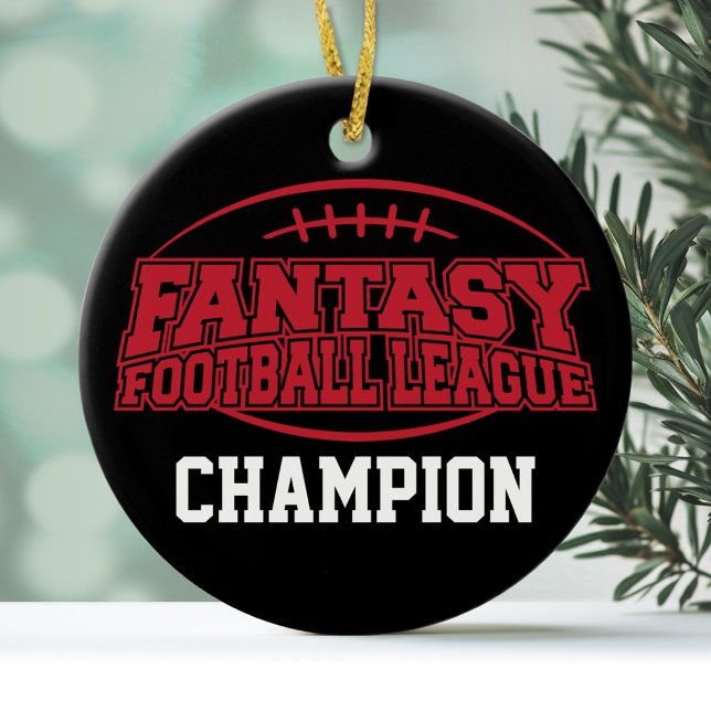 Fantasy Football Champion - Lustigt sportgåva Julgransprydnad Keramik (Personalized Christmas Ornament - Fantasy Football League)