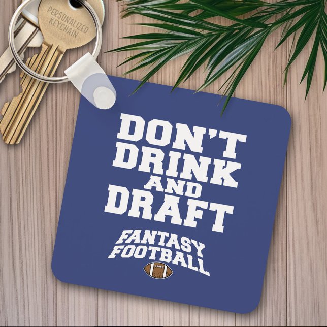 Fantasy Football Don and Draft - Navy Blue Nyckelring (Personalized keychain - Fantasy Football)