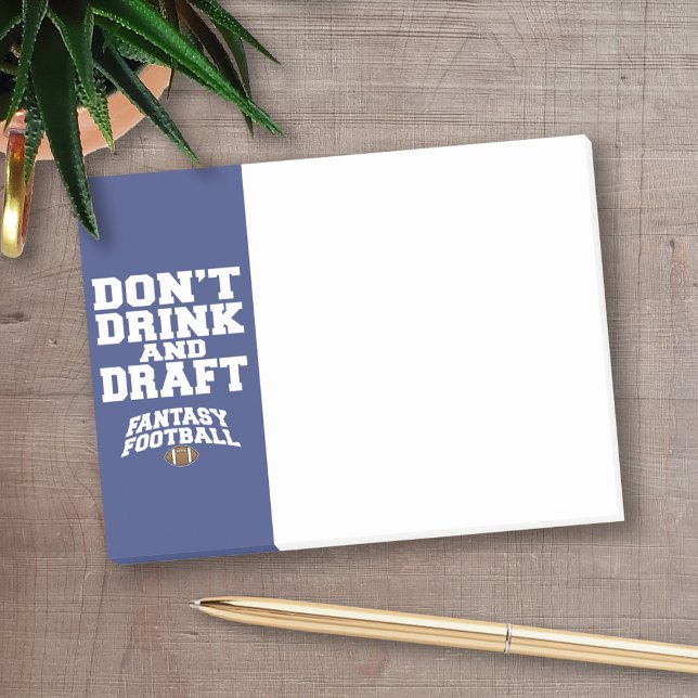 Fantasy Football Don and Draft - Navy Blue Post-it Block (Personalized Post-It Note - Football Theme)