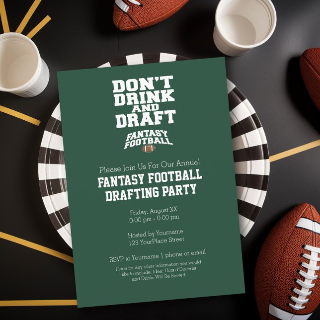 Fantasy Football - Drick inte och stäng inte Inbjudningar (Fantasy Football Party Invitation)