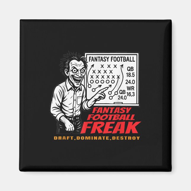Fantasy Football Freak Draft Dominerar Förstör Hår Magnet (Framsidan)