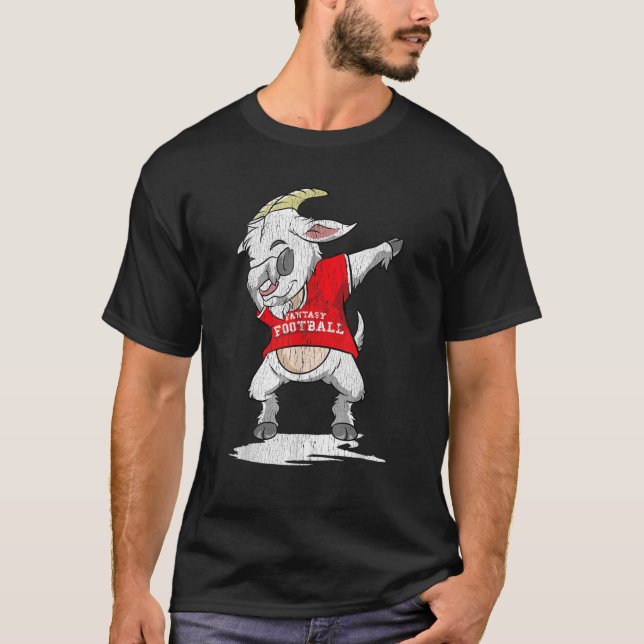 Fantasy Football GOAT Dabbing Champion Funny Draft T Shirt (Framsida)