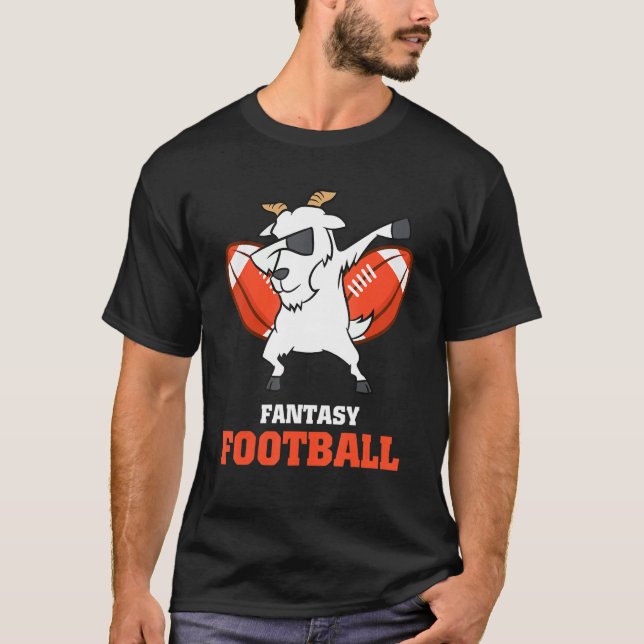 Fantasy Football Goat Dabbing Champion T Shirt (Framsida)