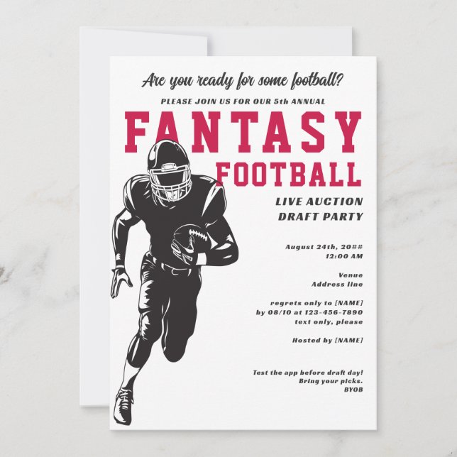 Fantasy Football League Auction Lineup Party Inbjudningar (Framsida)