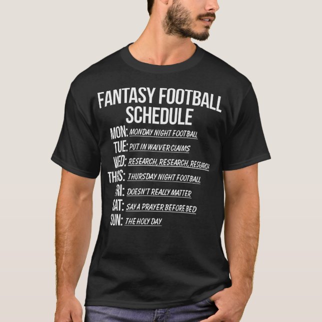 Fantasy Football Schedule T Shirt (Framsida)