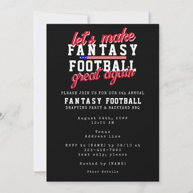 Fantasy Football Underbar (nytt förbund som ritar  Inbjudningar (Framsida)