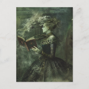 Fantasy för Ghostis Woman Reading Mörk Vykort
