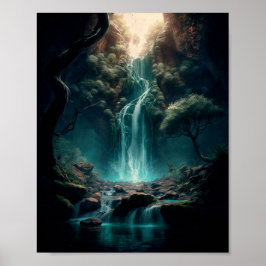 Fantasy Forest Art, Mystical Waterfall, Magic Poster