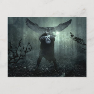Fantasy Forest Creepy Woman Bird Mörk Halloween Vykort