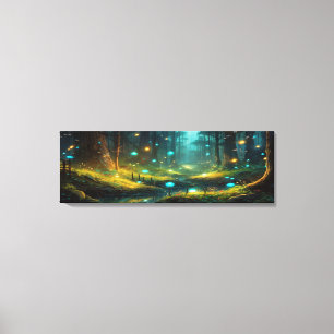 Fantasy forest lightup mashroom Panoramic Canvastryck