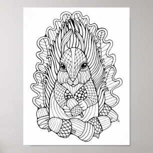 Fantasy Forest Squirrel har färgande Page Art Poster