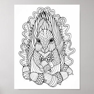 Fantasy Forest Squirrel har färgande Page Art Poster