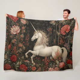 Fantasy Forest Unicorn William Morris Inspired Fleecefilt