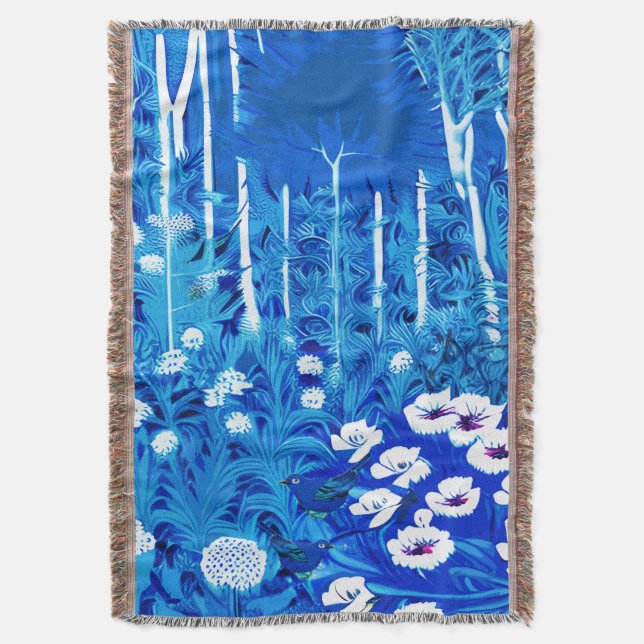 Fantasy Forest with Flowers and Birds Filt (Framsidan Vertikal)