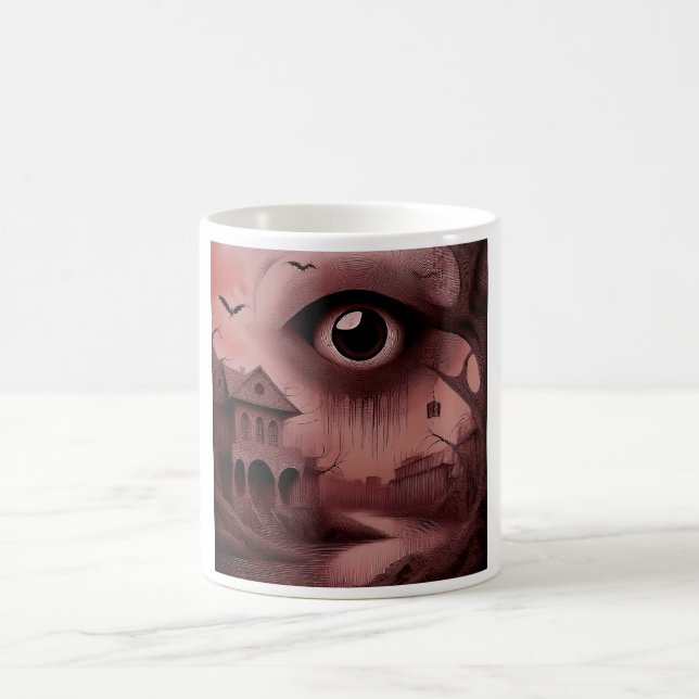 Fantasy: Förfallen Herrgård Med Jätteöga  Kaffemugg (Center)