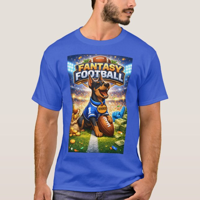 Fantasy fotboll med hund t shirt (Framsida)