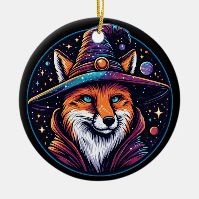 Fantasy Fox - Celestial Wizard Julgransprydnad Keramik (Framsidan)