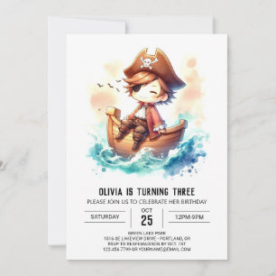 Fantasy Frakt Pirat Birthday Inbjudningar