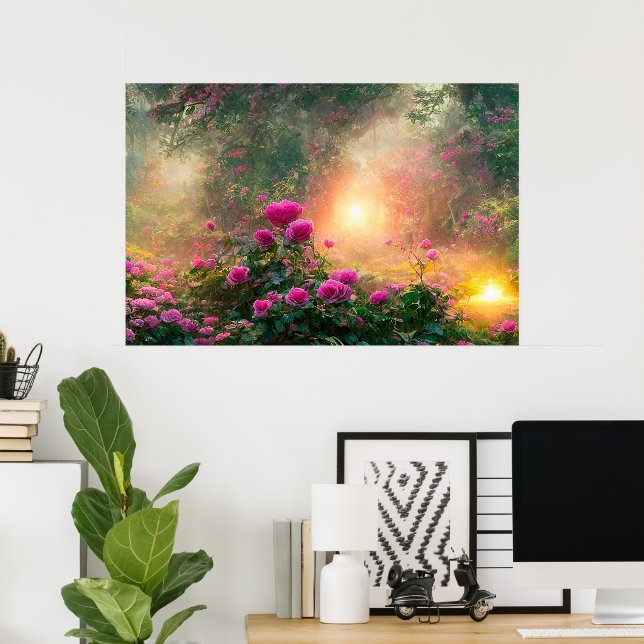 FANTASY Garden, Flowers, Ro - Poster (Hemmakontoret)