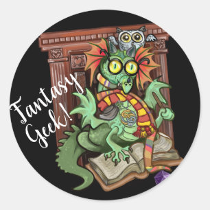 Fantasy Geek! Fläkt Dragon Sticker Runt Klistermärke
