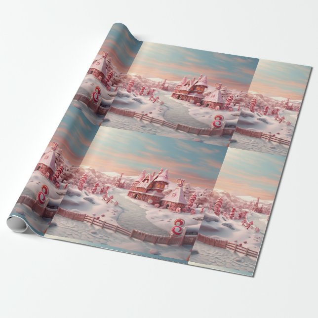 Fantasy Gingertea House med Candies 4 Presentpapper (Utrullad)