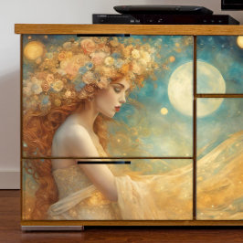 Fantasy Girl med Måne Decoupage
