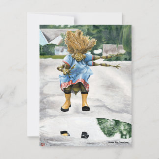 Fantasy Girl Puddle Jumping Postcard Vykort