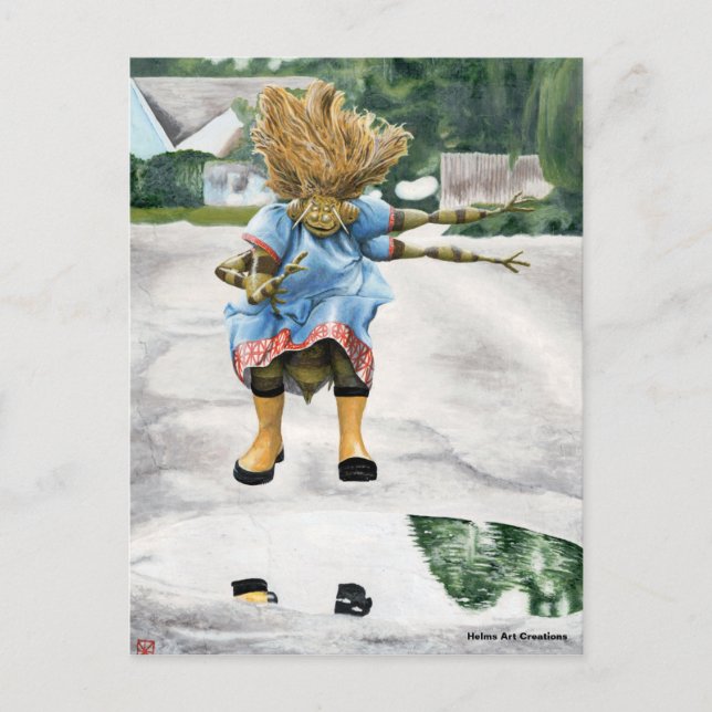 Fantasy Girl Puddle Jumping Postcard Vykort (Framsida)