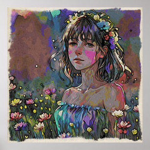 *~ Fantasy Girl Vild Flowers AP56 Art Painting Poster