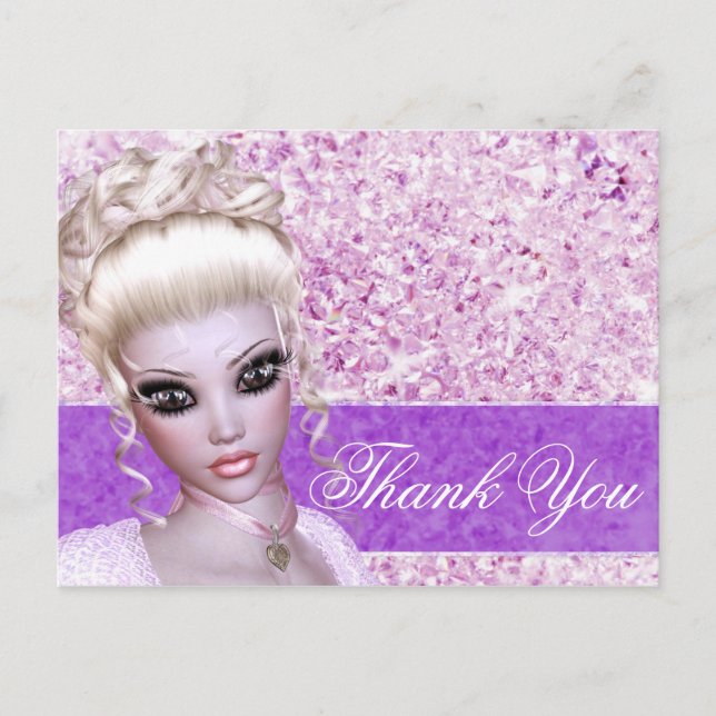 Fantasy Girly Blonde Diamond Girl Postcard Vykort (Framsida)