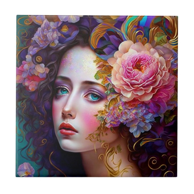 Fantasy Glam Woman Pop Art Ceramic Tile Kakelplatta (Framsidan)