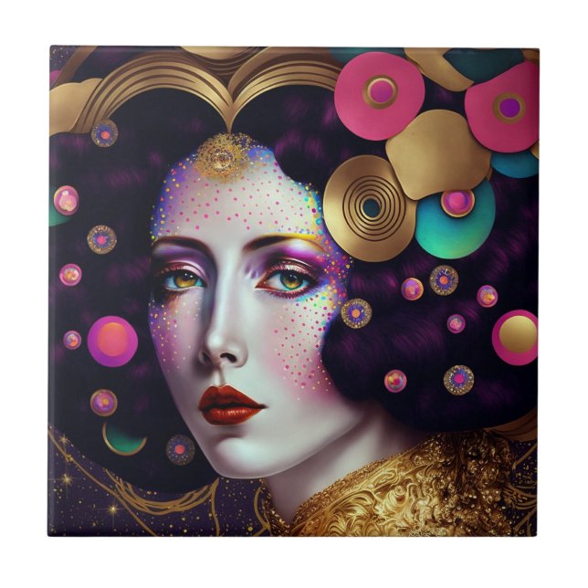 Fantasy Glam Woman Pop Art Ceramic Tile Kakelplatta (Framsidan)