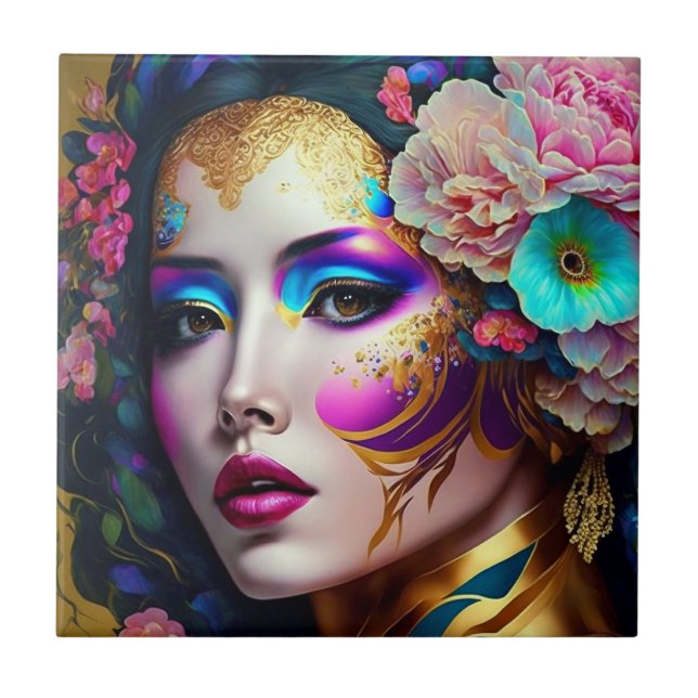 Fantasy Glam Woman Pop Art Kakelplatta (Framsidan)