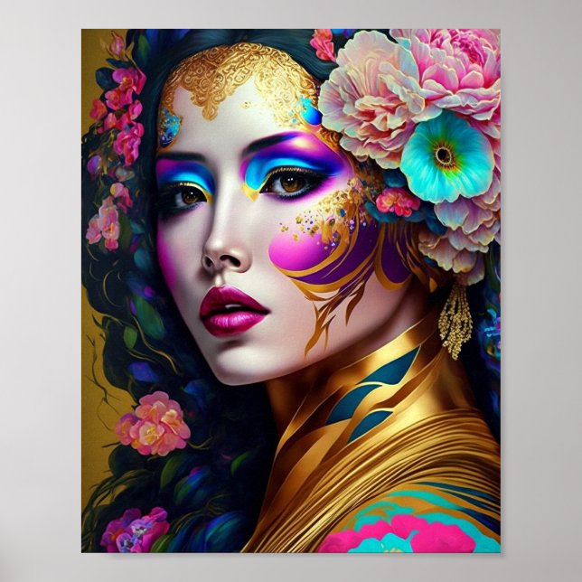 Fantasy Glam Woman Pop Art Poster (Framsidan)