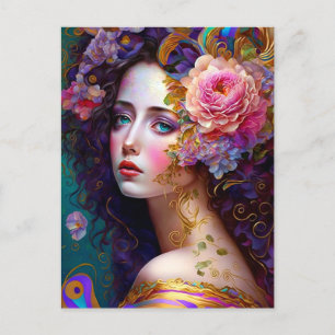 Fantasy Glam Woman Pop Art-vykort Vykort