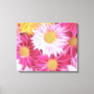 Fantasy Glassy Rosa Daisy Blommigt Wrapped Canvas