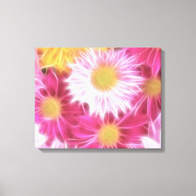 Fantasy Glassy Rosa Daisy Blommigt Wrapped Canvas (Framsida)