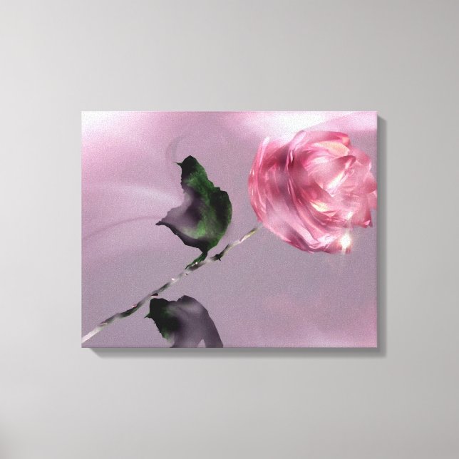 Fantasy Glassy Rosa ros Blommigt Wrapped Canvas (Framsida)